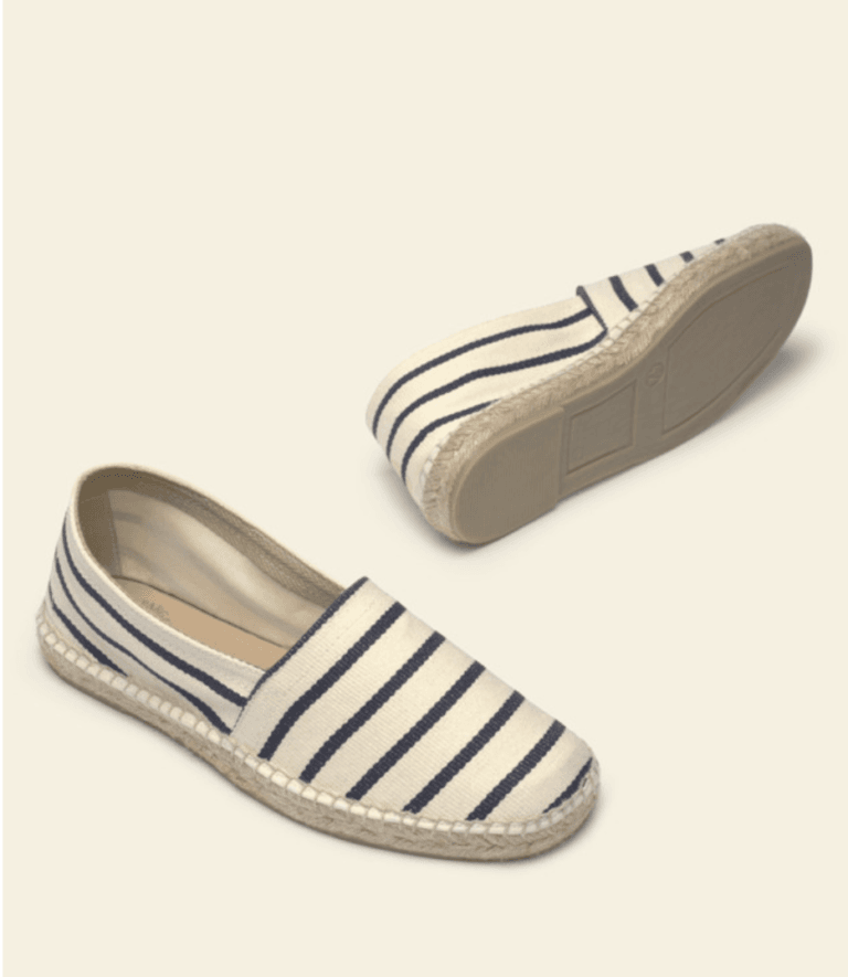 Alpargata artesanal plana de hombre modelo Tossa, rayas - La Manual Alpargatera